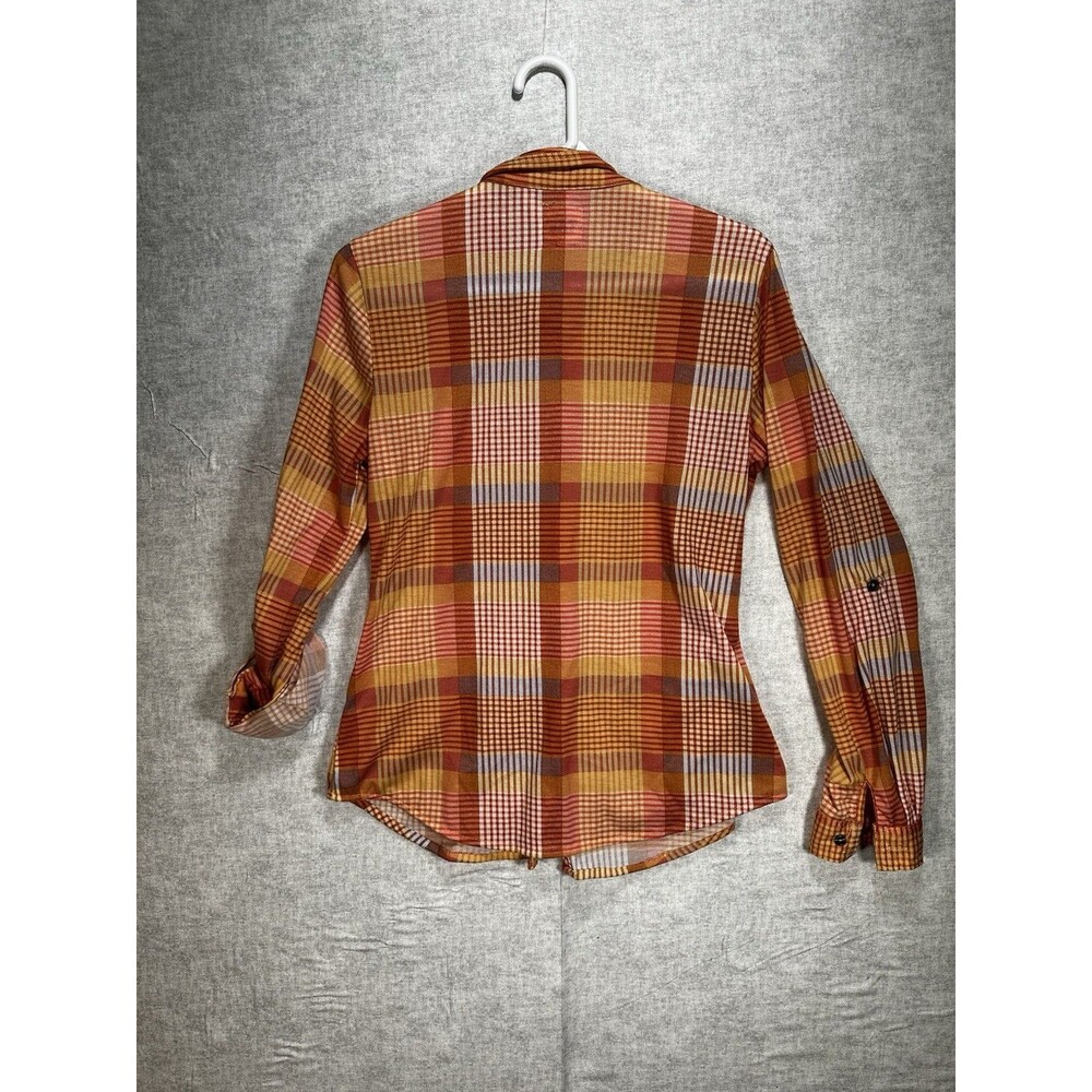 Modish Rebel Women Size Medium Orange Pink Plaid Button-Up Shirt - Picture 6 of 7